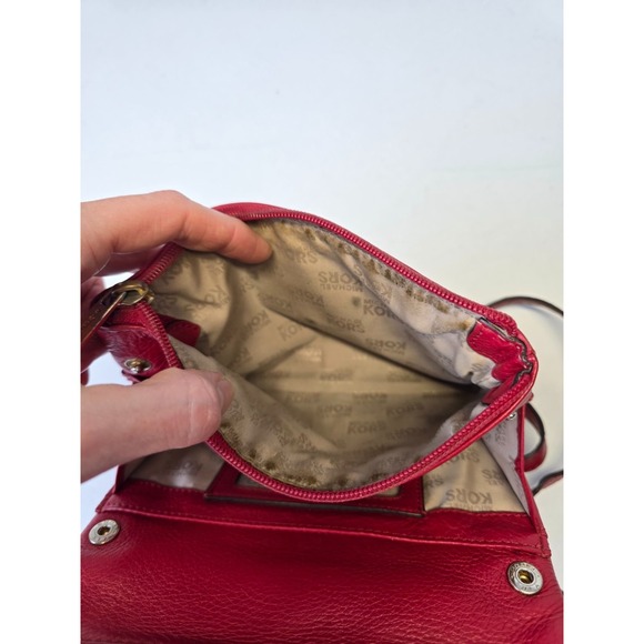 Michael Kors Womens Crossbody Bag Bright Red Leather Gold Hardware - Picture 10 of 13